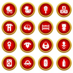 Baby born icons set. Simple illustration of 16 baby born vector icons for web