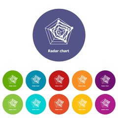 Radar chart icons color set vector for any web design on white background