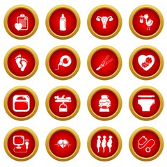 Pregnancy icons set. Simple illustration of 16 pregnancy vector icons for web