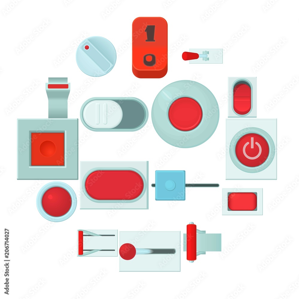 Poster on off switch web buttons icons set. cartoon illustration of 16 on off switch buttons vector icons f