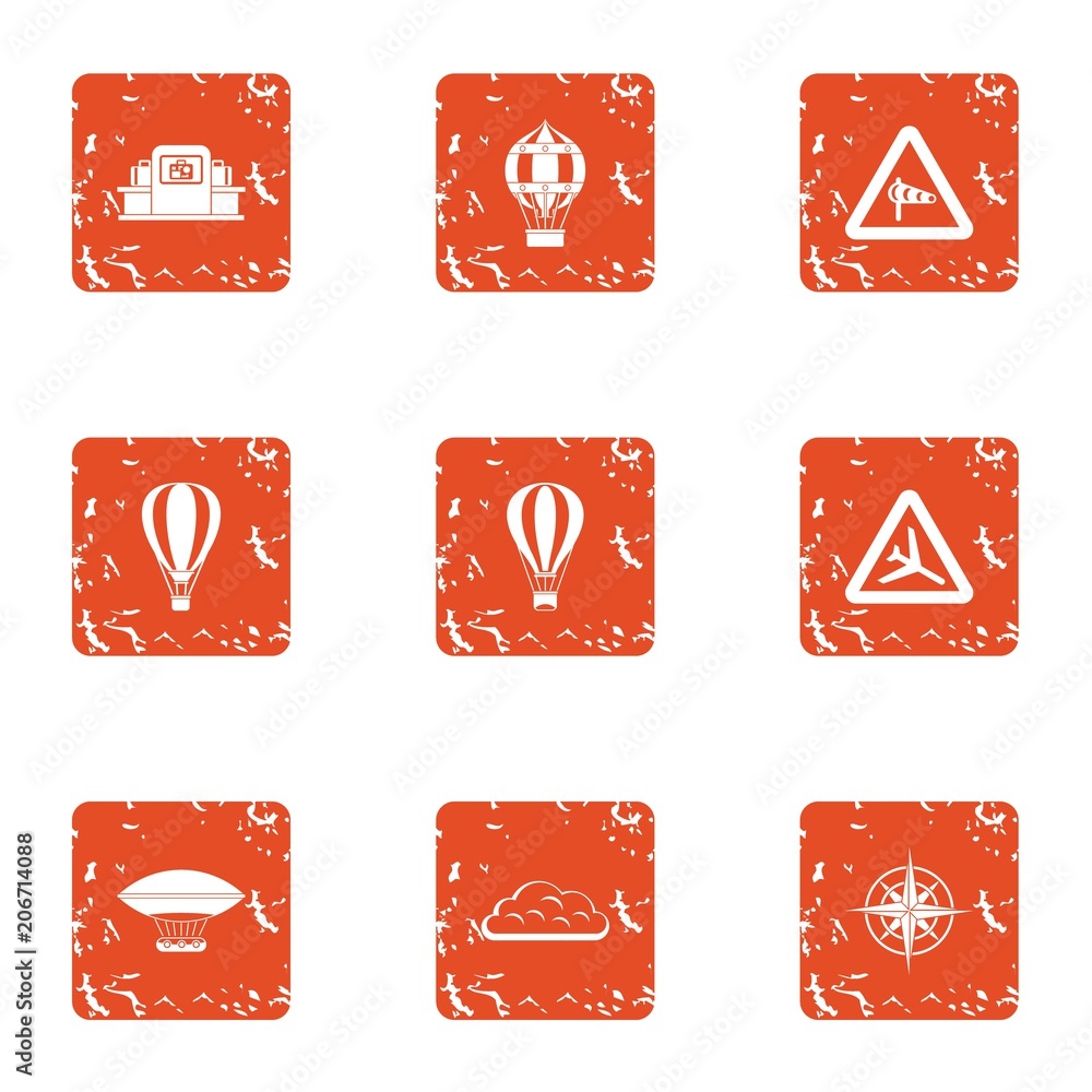 Poster climb in air icons set. grunge set of 9 climb in air vector icons for web isolated on white backgrou