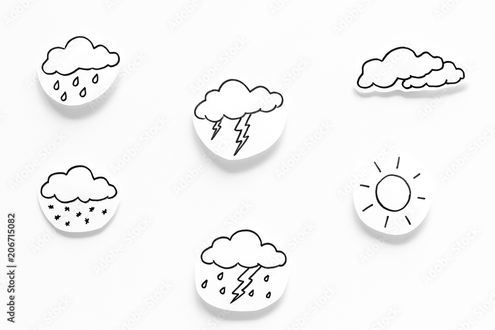 Canvas Prints modern weather icons set on white background top view