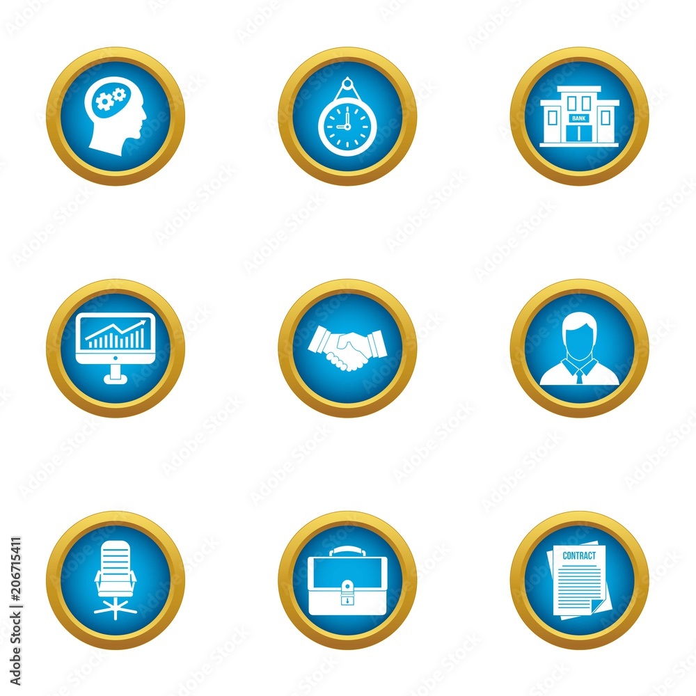 Poster business recharge icons set. flat set of 9 business recharge vector icons for web isolated on white 