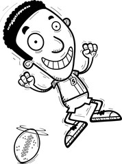 Cartoon Black Football Player Jumping