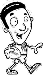 Cartoon Black Football Player Walking