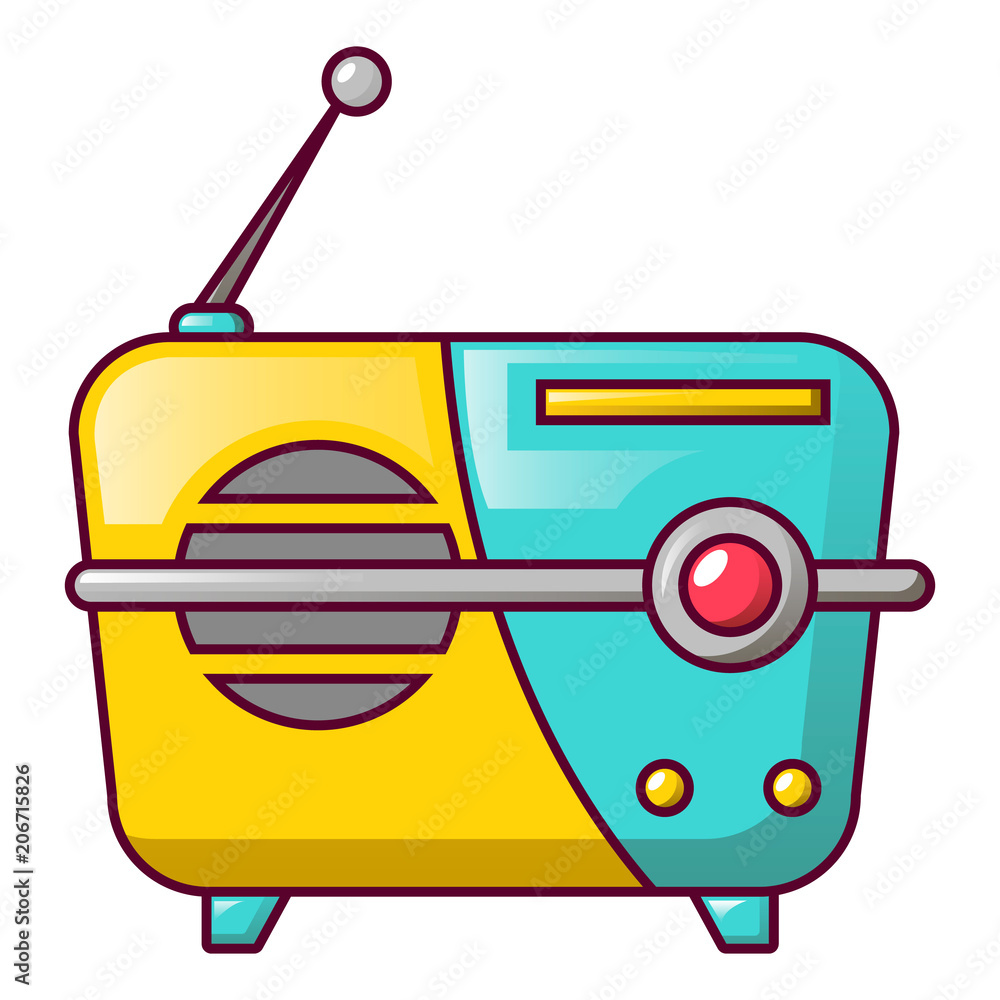 Poster small portable radio icon. cartoon of small portable radio vector icon for web design isolated on wh