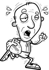 Exhausted Cartoon Senior Football Player