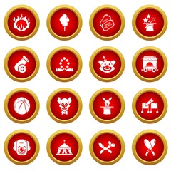 Circus icons set. Simple illustration of 16 circus vector icons for web