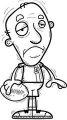 Sad Cartoon Senior Football Player