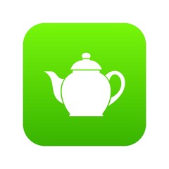 Teapot icon digital green for any design isolated on white vector illustration