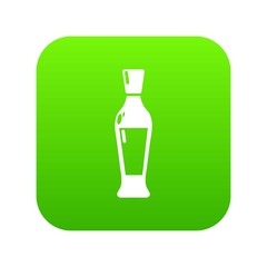 Wine bottle icon green vector isolated on white background
