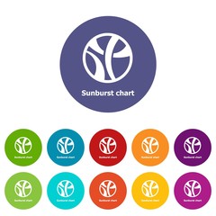 Sunburst chart icons color set vector for any web design on white background