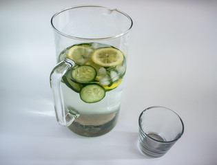 healthy refreshing drink cucumber lemon mint water fit