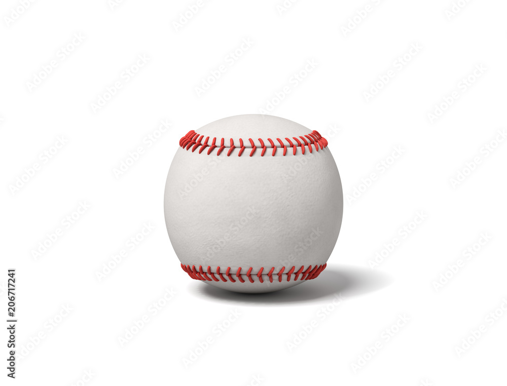 Aufkleber 3d rendering of a single white baseball with red stitching throwing a shadow on a white background.