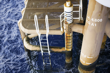 Stairway use on offshore platform. Walkway.