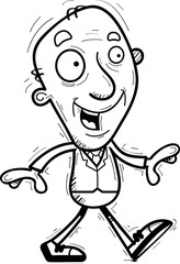 Cartoon Senior Businessman Walking