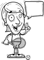 Cartoon Senior Tennis Player Talking