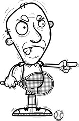 Angry Cartoon Senior Tennis Player