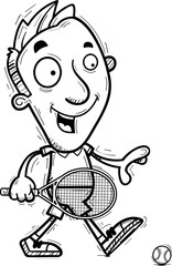 Cartoon Tennis Player Walking