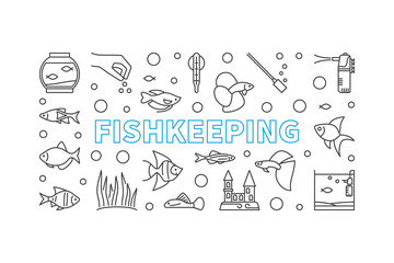 Fishkeeping vector concept horizontal illustration or banner