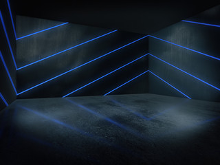 Platform for design,Empty room with light glow,abstract space.3D rendering 