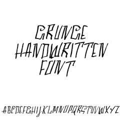 Grunge simple font. Modern dry brush ink letters. Handwritten alphabet. Vector illustration.