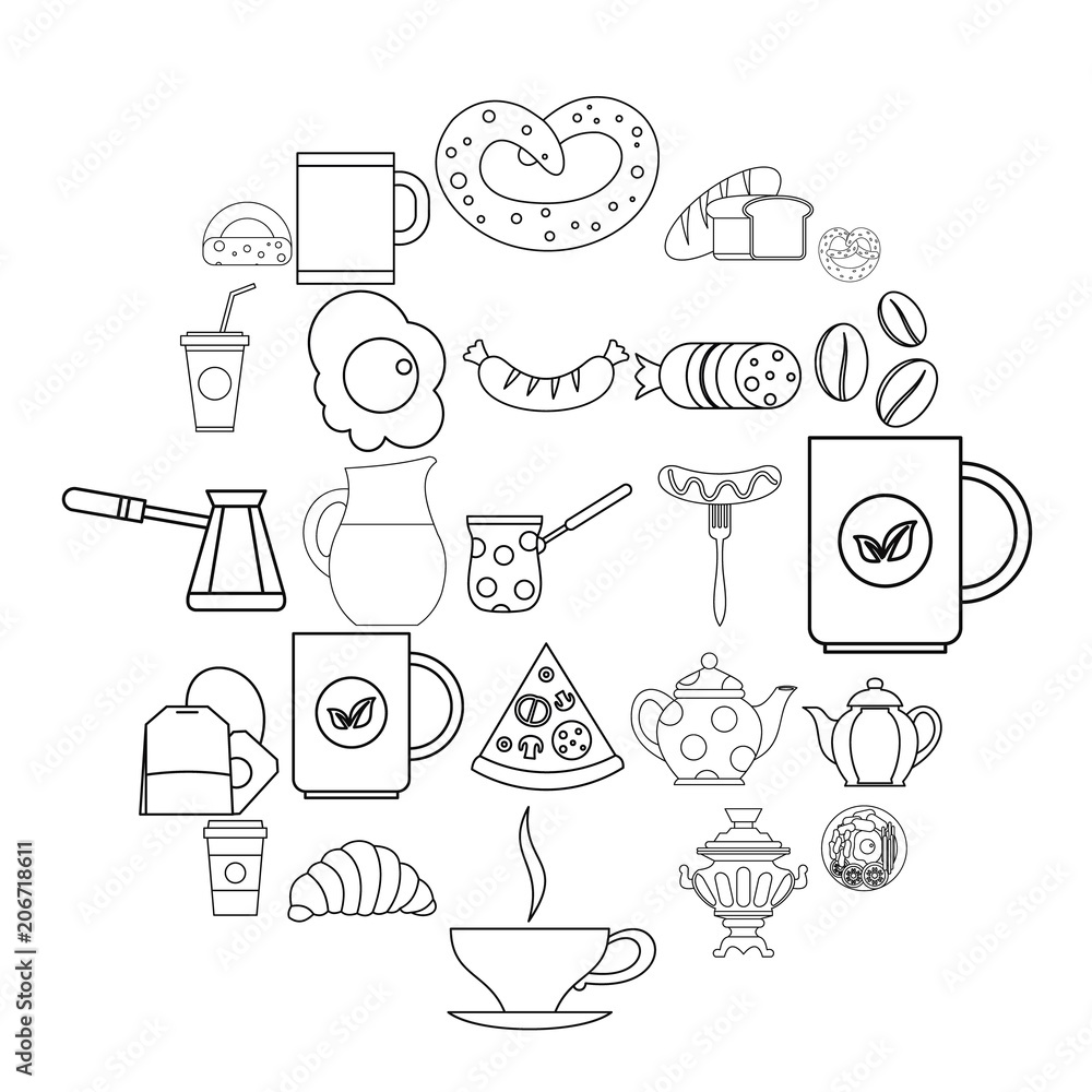 Poster diet icons set. outline set of 25 diet vector icons for web isolated on white background