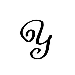 Letter Y. Handwritten by dry brush. Rough strokes textured font. Vector illustration. Elegant style alphabet.