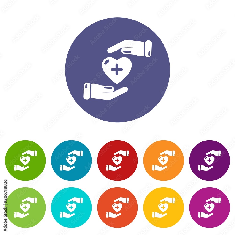 Poster insurance life icons color set vector for any web design on white background
