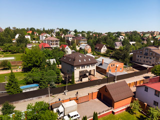 View of countryside with houses from the top, Russia.