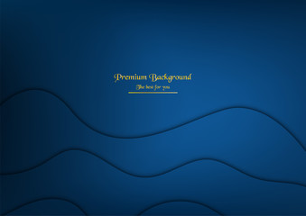 Abstract blue background with golden text for web banner, presentation, template.