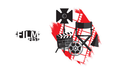 Film Festival background with flat design concept for banner, print, card, etc.