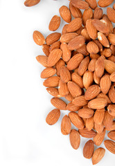  almonds on the white background