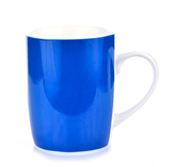 Ceramic blue glass isolated on white background