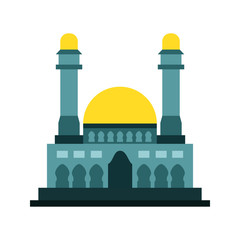 Great Cyan Islamic Mosque Building Illustration Design