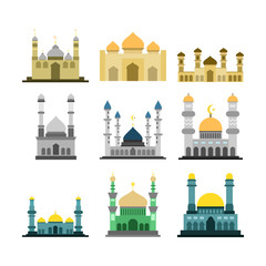 Various Islamic Mosque Building Illustration Design Set