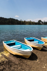 Summer lake with boats