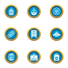 Sale apparel icons set. Flat set of 9 sale apparel vector icons for web isolated on white background