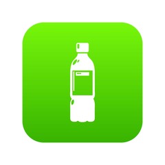 Plastic bottle icon green vector isolated on white background