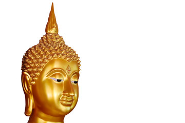 Golden Buddha isolated from Thailand on white background with clipping path