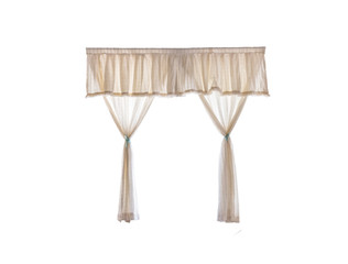 Cream curtain,isolated on white background with clipping path.