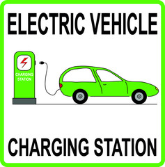 Vector illustration of Electric Vehicle charging station Sign