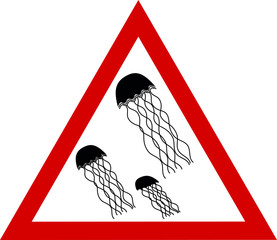 vector illustration, warning jellyfishes 