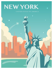 Statue of Liberty. World landmark. American symbol. New York city. Vector