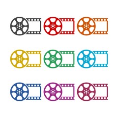 Film reel icon, The video icon, color icons set