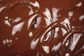 Melted chocolate swirl as a background closeup