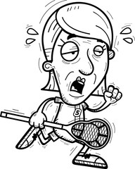 Exhausted Cartoon Senior Lacrosse Player