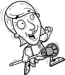 Cartoon Senior Lacrosse Player Running