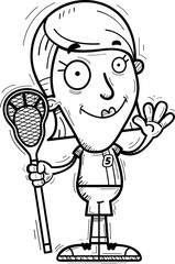 Cartoon Lacrosse Player Waving