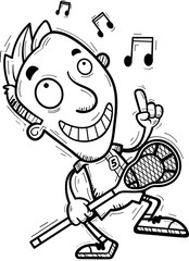 Cartoon Lacrosse Player Dancing
